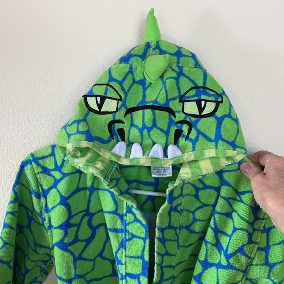 SAINT EVE Dinosaur Swim Coverup Bathrobe With Hood Size Small 7/8 - Picture 3 of 12